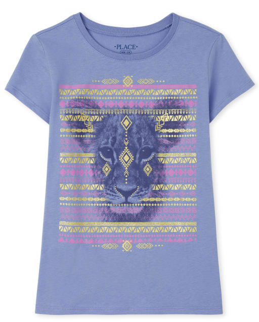 Camiseta con gráfico de león para niñas