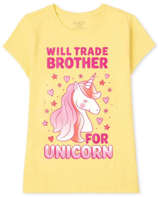 Girls Short Sleeve Unicorn Trade Graphic Tee