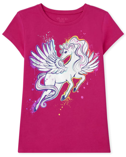 Camiseta con gráfico de unicornio para niñas