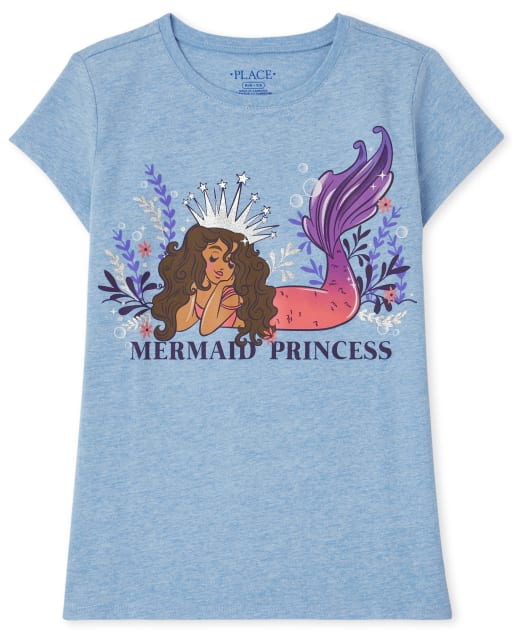 Camiseta con gráfico de sirena para niñas