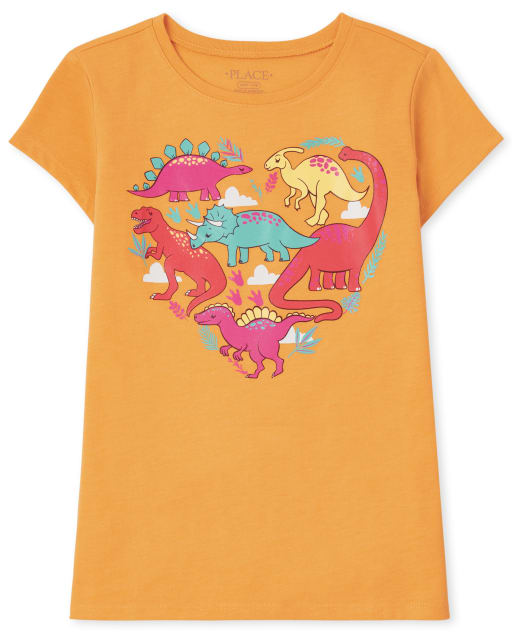 T-shirt graphique Dino Heart pour filles