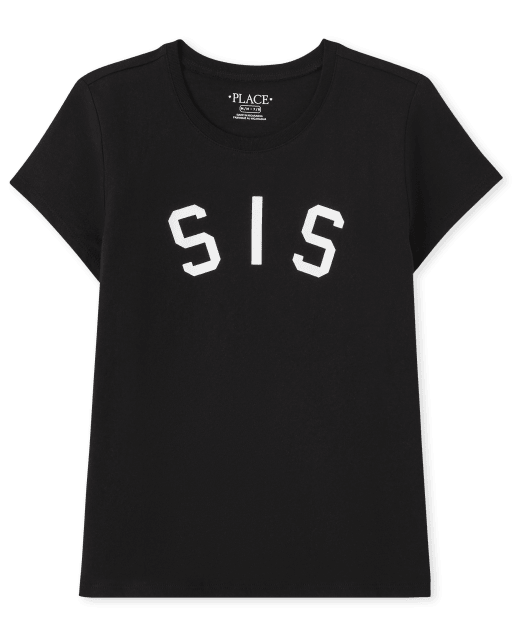 Camiseta con estampado de hermanas de manga corta familiar a juego para niñas
