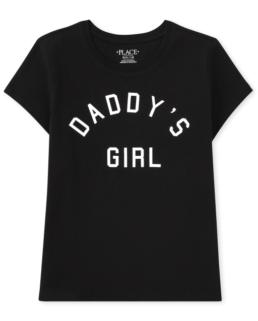Camiseta de manga corta con gráfico de niña de papá a juego para niñas
