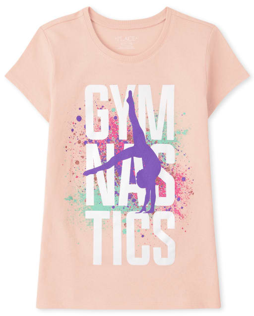 Camiseta con gráfico de gimnasia para niñas