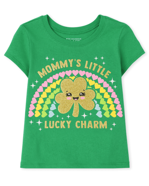 Baby And Toddler Girls St. Patrick's Day Short Sleeve Lucky Charm Graphic Tee