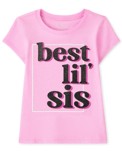 Baby And Toddler Girls Short Sleeve Best Lil' Sis Graphic Tee