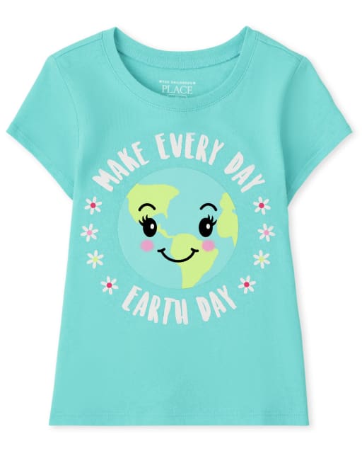 Baby And Toddler Girls Short Sleeve Earth Day Graphic Tee