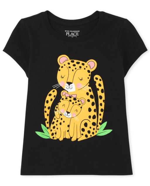 Camiseta con estampado de guepardo para bebés y niñas pequeñas