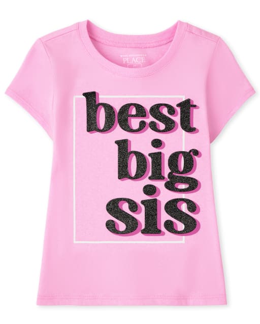 Baby And Toddler Girls Short Sleeve Best Big Sis Graphic Tee