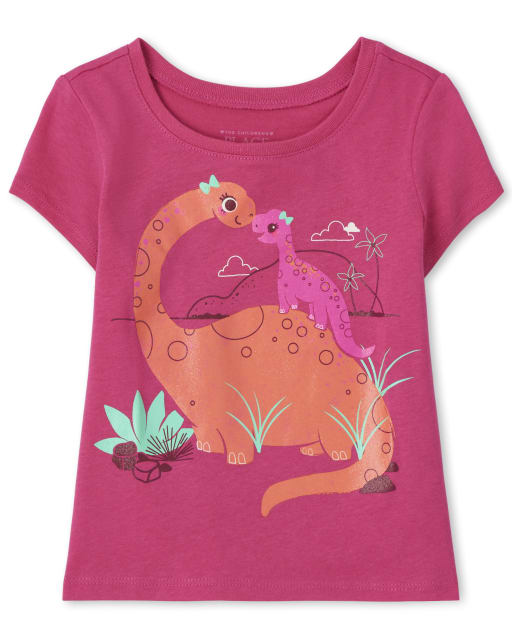 Camiseta con estampado de dinosaurio para bebés y niñas pequeñas