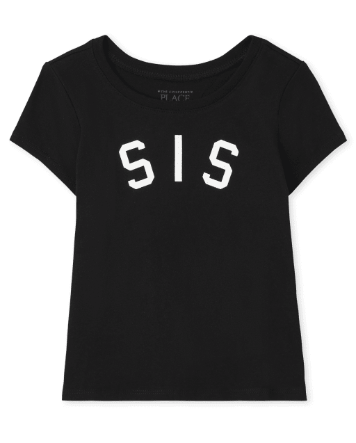Camiseta con estampado de hermanas de manga corta familiar a juego para bebés y niñas pequeñas