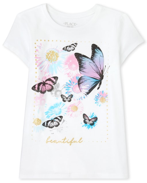 Camiseta con estampado de mariposas para niñas