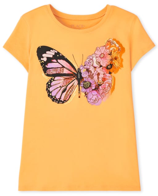 Girls Buttefly Floral Graphic Tee