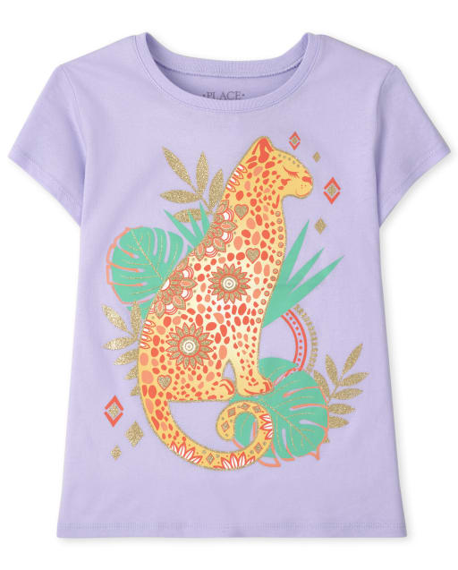 Camiseta con gráfico de guepardo para niñas