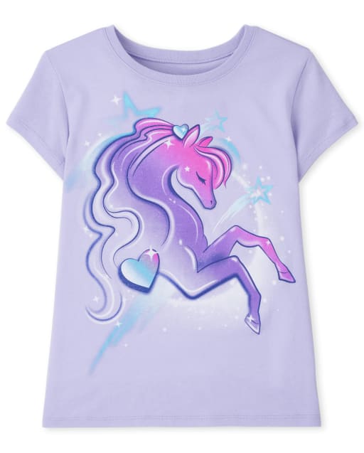 Camiseta con gráfico de unicornio para niñas