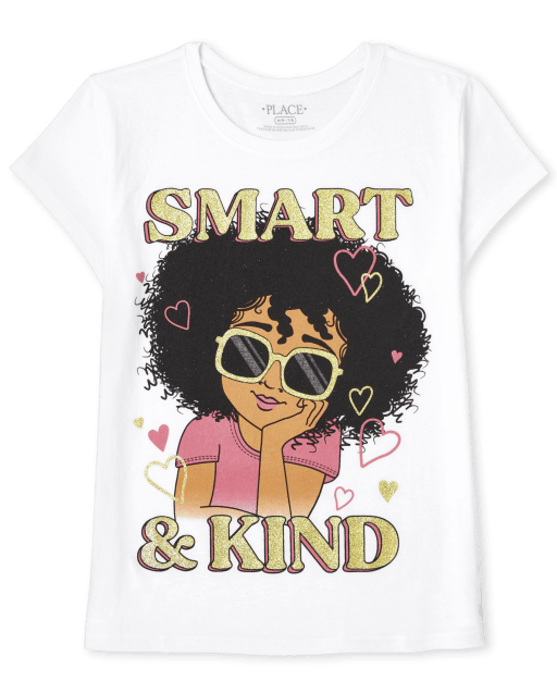 Camiseta de manga corta con gráfico elegante para niñas