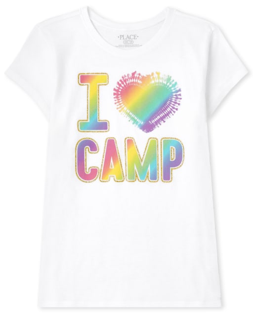 Girls Short Sleeve Rainbow Camp Graphic Tee