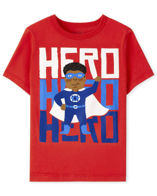 Camiseta de manga corta con gráfico de héroe para bebés y niños pequeños