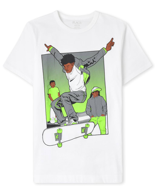 Camiseta con gráfico de skateboard para niños