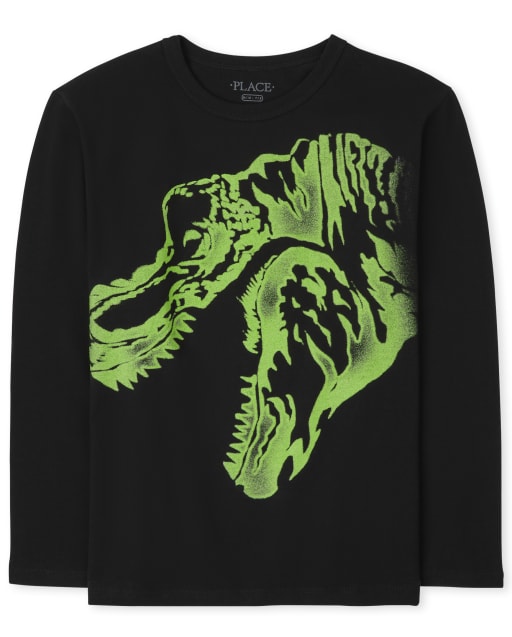 Camiseta de manga larga con gráfico de dinosaurio para niños