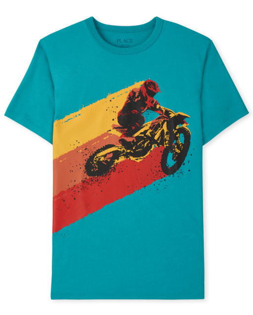 Camiseta de manga corta con estampado de motocross para niños