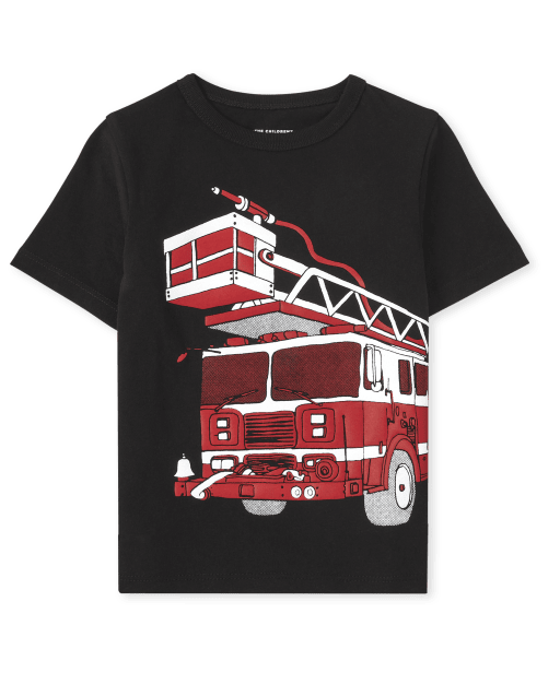 Camiseta con gráfico de camión de bomberos para bebés y niños pequeños