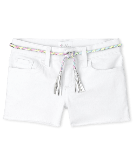 Shorts de sarga con cinturón para niñas