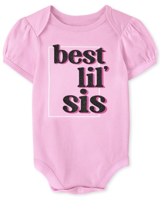 Baby Girls Short Sleeve Best Lil' Sis Graphic Bodysuit