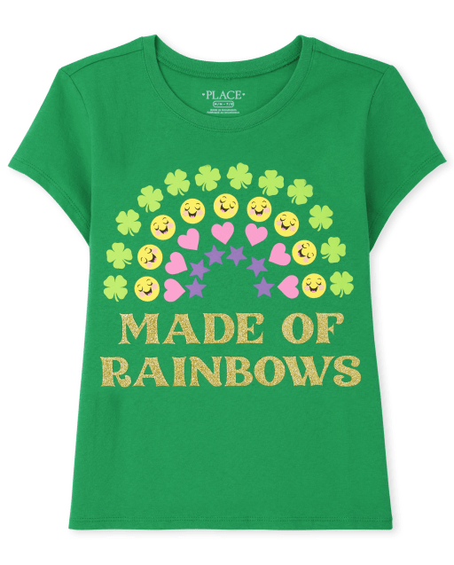 Girls St. Patrick's Day Rainbows Graphic Tee