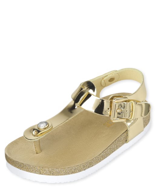 Toddler Girls Metallic T-Strap Sandals
