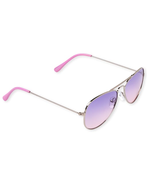 Gafas de sol tipo aviador con purpurina y mariposa para niñas