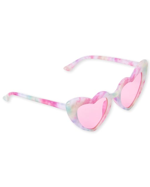 Gafas de sol con diseño de corazón y teñido anudado para niñas pequeñas