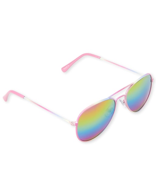 Gafas de sol estilo aviador con degradado arcoíris para niña