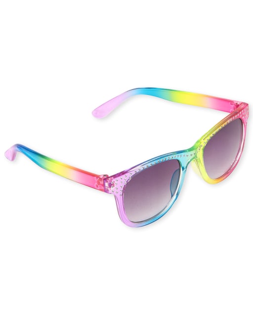 Girls Jeweled Rainbow Ombre Traveler Sunglasses
