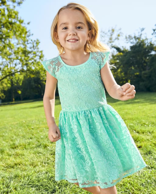 Baby And Toddler Girls Short Sleeve Woven Lace Dress