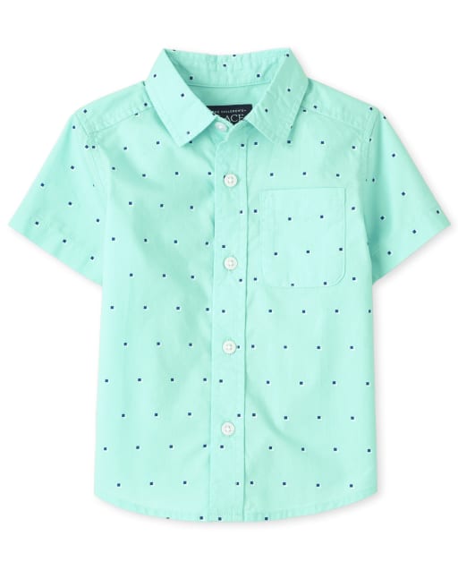 Baby And Toddler Boys Print Poplin Button Up Shirt