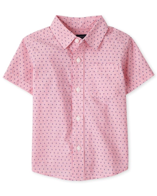 Baby And Toddler Boys Print Poplin Button Up Shirt
