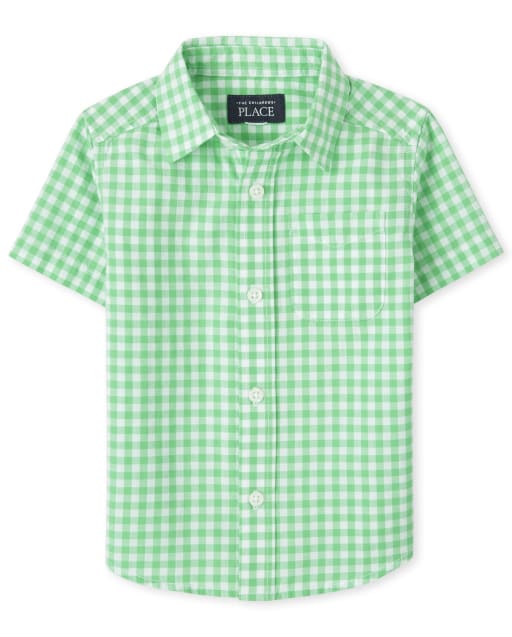 Baby And Toddler Boys Short Sleeve Gingham Poplin Button Down Shirt