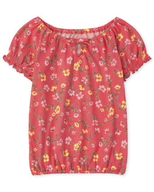 Girls Print Smocked Top
