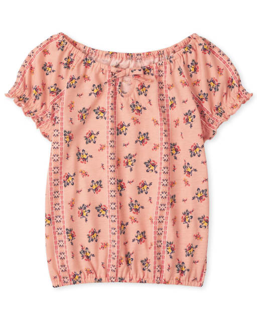 Girls Print Smocked Top