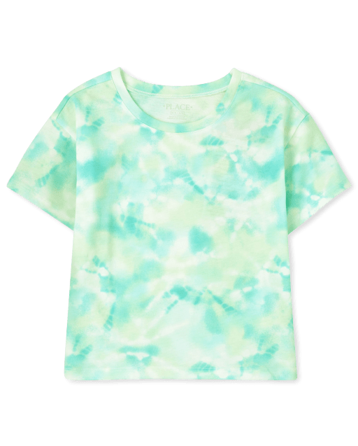 Camiseta básica de capas con estampado de manga corta para niñas