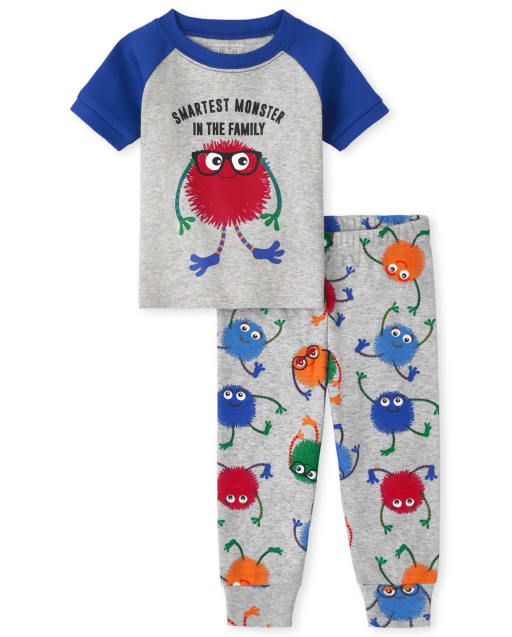 Pyjama en coton ajusté Monster pour bébés et tout-petits garçons