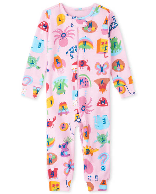 Pijama de una pieza de algodón con ajuste ceñido y manga larga para bebés y niñas pequeñas