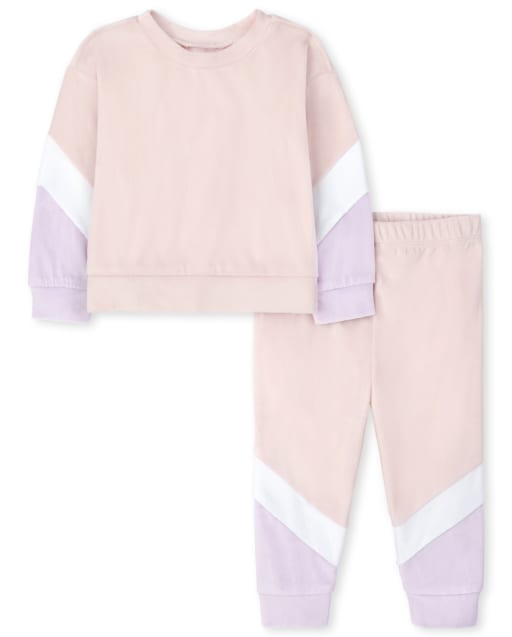 Baby And Toddler Girls Mommy And Me Long Sleeve Colorblock Velour Pajamas