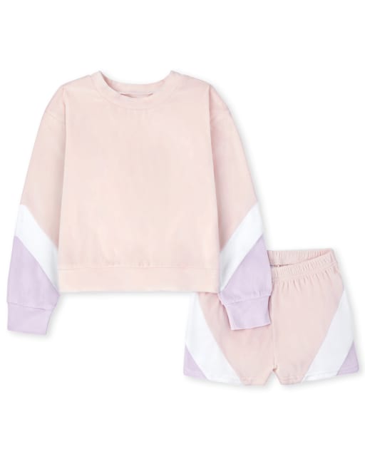 Girls Mommy And Me Long Sleeve Colorblock Velour Pajamas