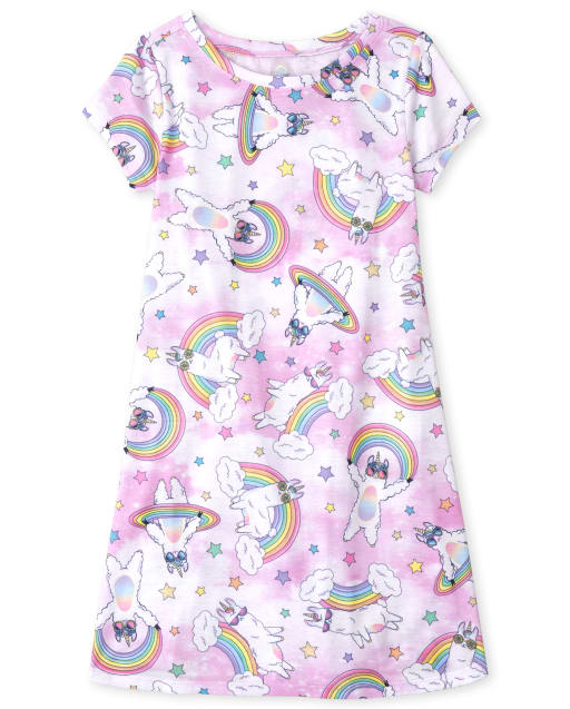 Girls Short Sleeve Unicorn Nightgown