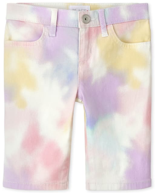Shorts de sarga con efecto tie-dye para niñas
