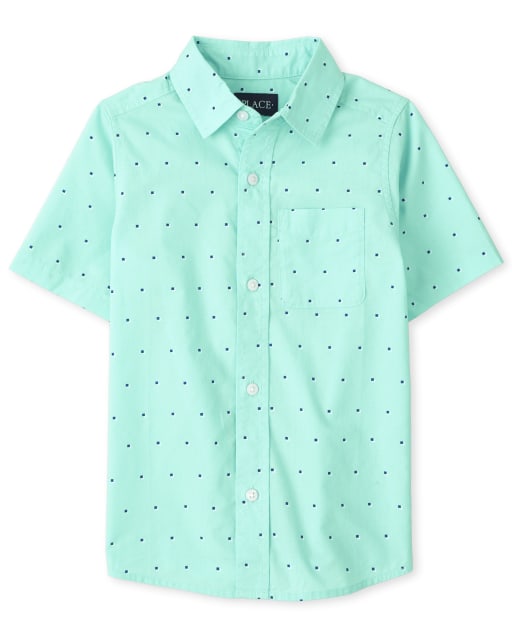 Boys Square Poplin Button Up Shirt
