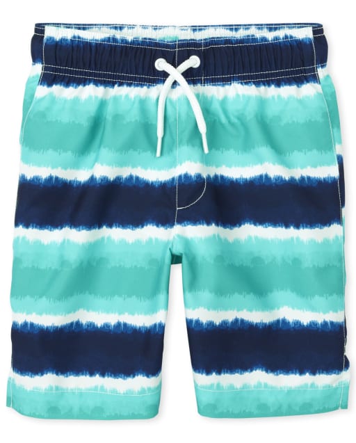 Boys Striped Swim Trunks
