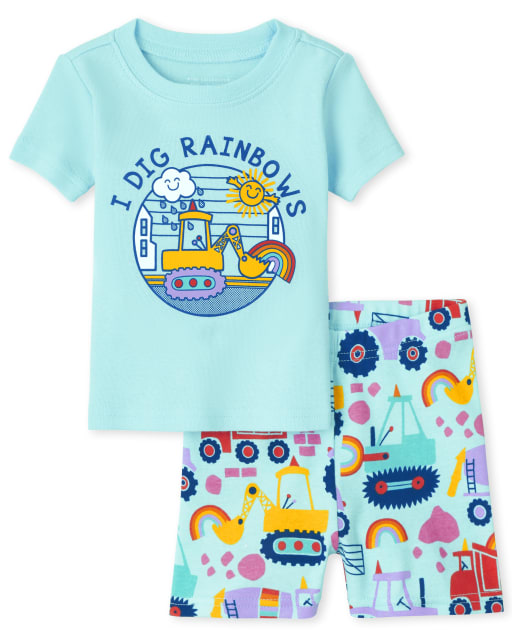 Unisex Baby Short Sleeve Rainbow Snug Fit Cotton Pajamas